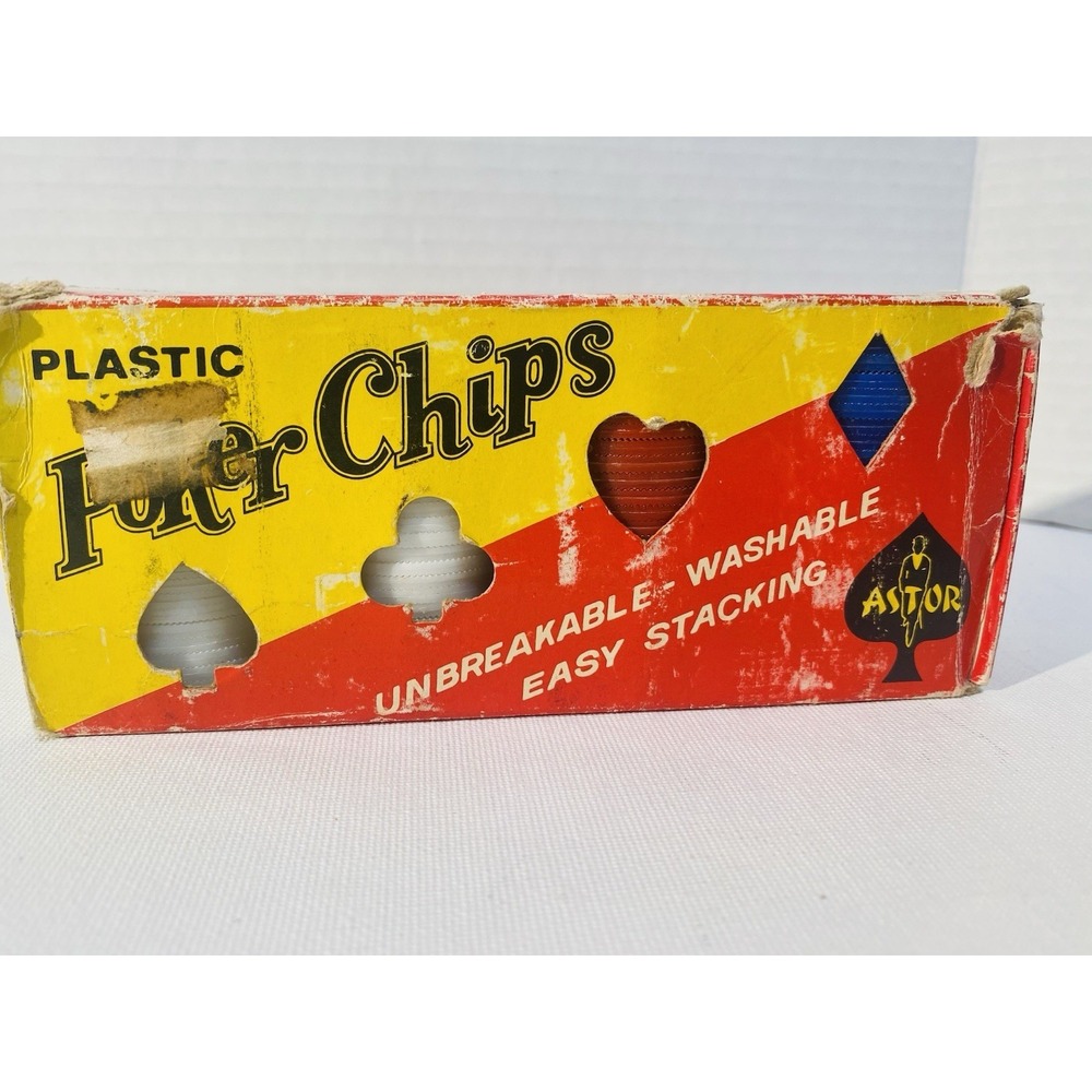 Astor Plastic Poker Chips Retro VINTAGE NIB‎